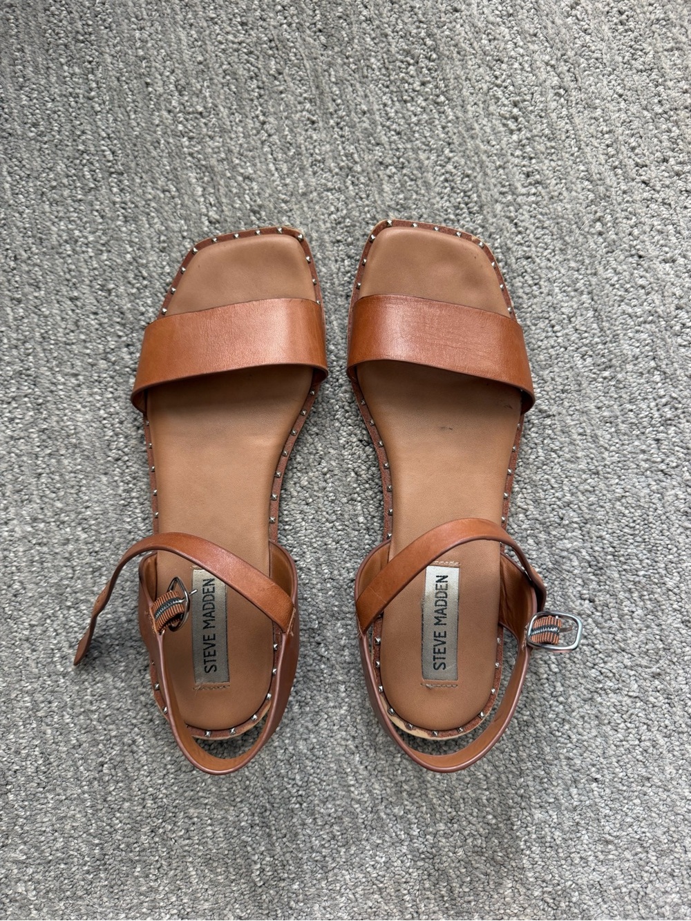 Steve Madden leather square toe studded sandals 8.5